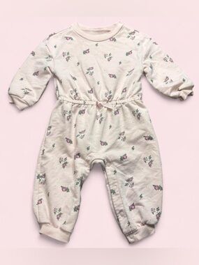 Carter's Cream and Pink Floral Footed One-Piece